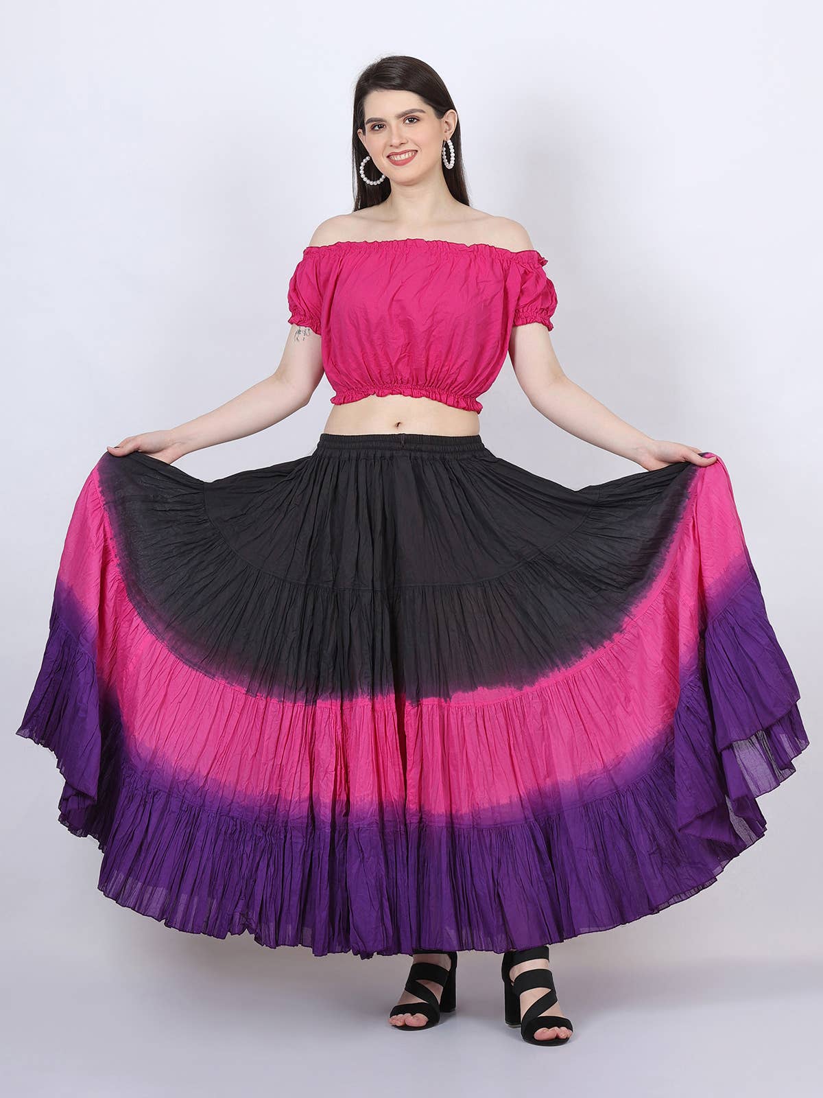 Wevez - Vente Jupe – femme - Jupe Renaissance en coton de 25 mètres de style American Tribal Style11