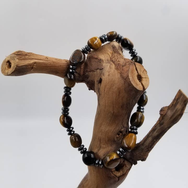 Handmade Irregular Tiger Eye Stone Chakra Bracelet for wholesale by CHAKRA JEWELRY