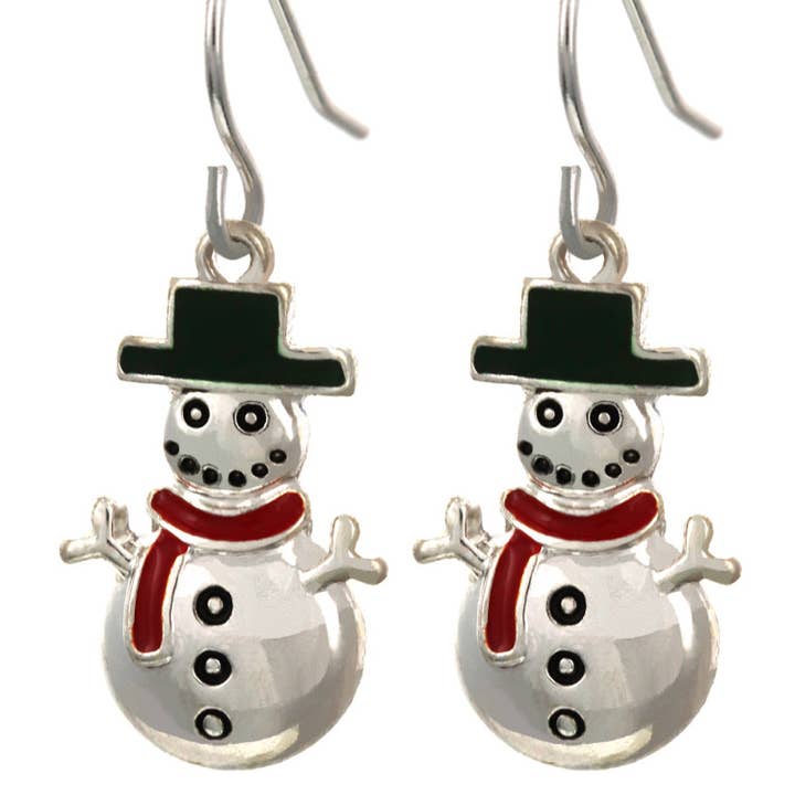 FR7011 Julsnögubbe med Svart Hatt & Röd Halsduk Örhängen för wholesale av 0011 PREMIERE