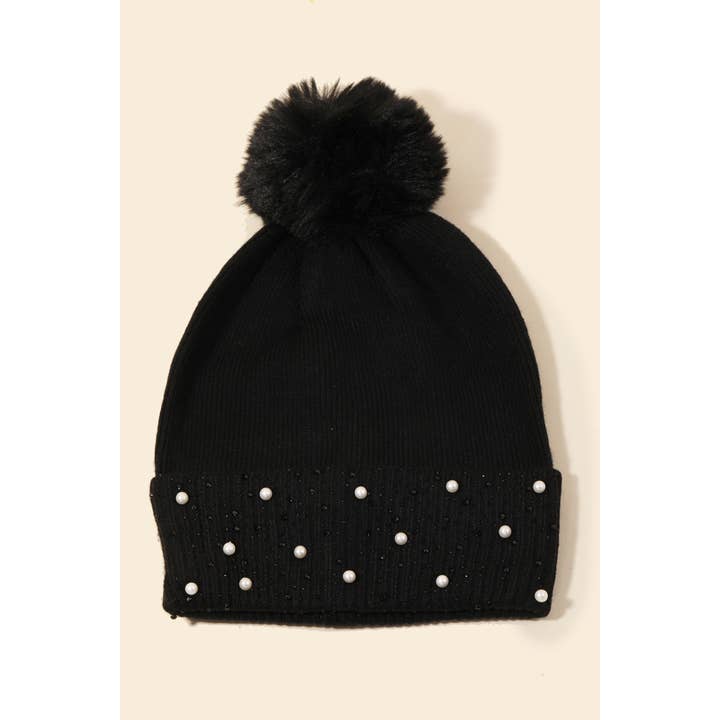 Anarchy Street - Wholesale Beanie - Women's - Bejeweled Ribbed Pom Beanie