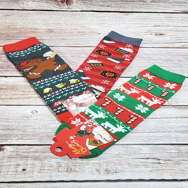 Gilbins 12 Pair, Holiday Christmas Socks, 12 Different Designs,Cheerful  Messages