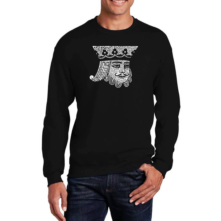 Men's Word Art Crewneck Sweatshirt - King of Spades for wholesale by LA Pop Art