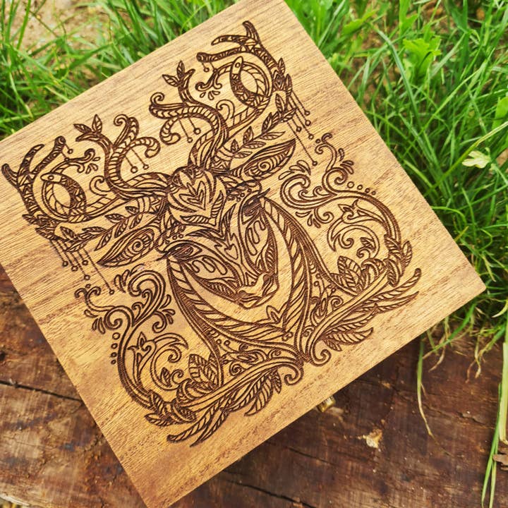 Abstract Stag trinket or dice Box - Felted for wholesale by Critit