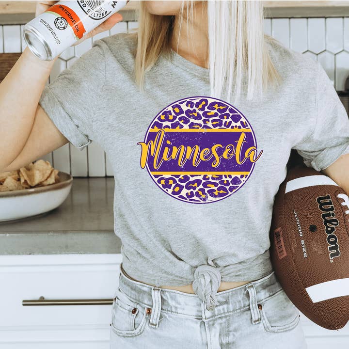 Distressed Leopard Minnesota Unisex T-shirt for wholesale by Into The Desert