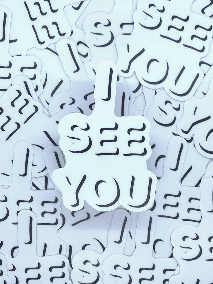 I See You Black & White Sticker for wholesale by Inner Thoughts