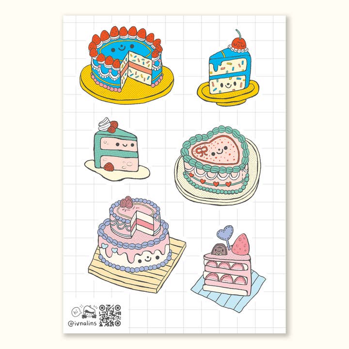 Stickervel met taartpunten uit de bakkerij - Schattig vintage dessert voor wholesale door Ivna Lins