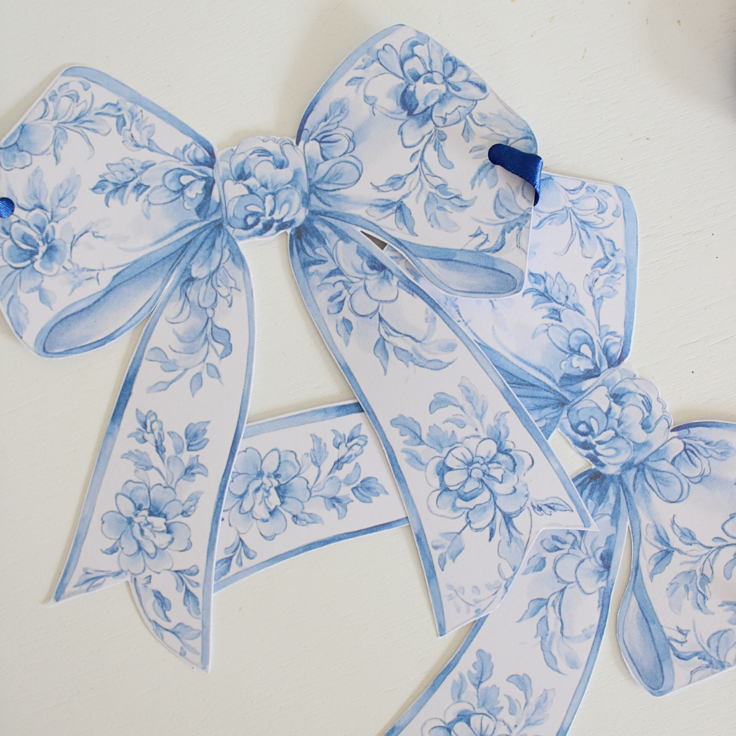 Pretty Homestyle - Wholesale Bunting/garland - Chinoiserie blue bow Paper Garland1