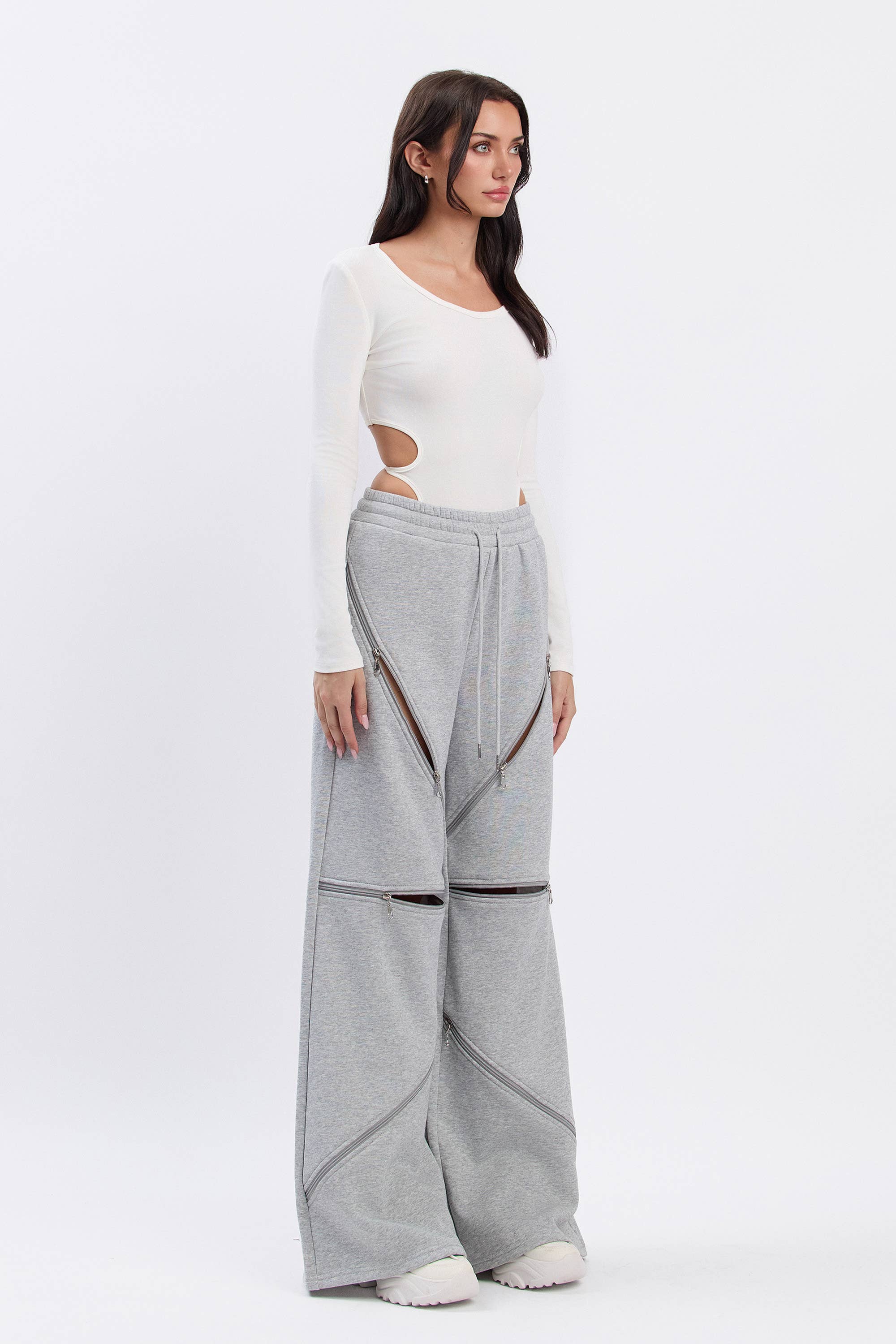 No Vacancy - Vente Pantalon – femme - Pantalon large en molleton avec détails zippés12