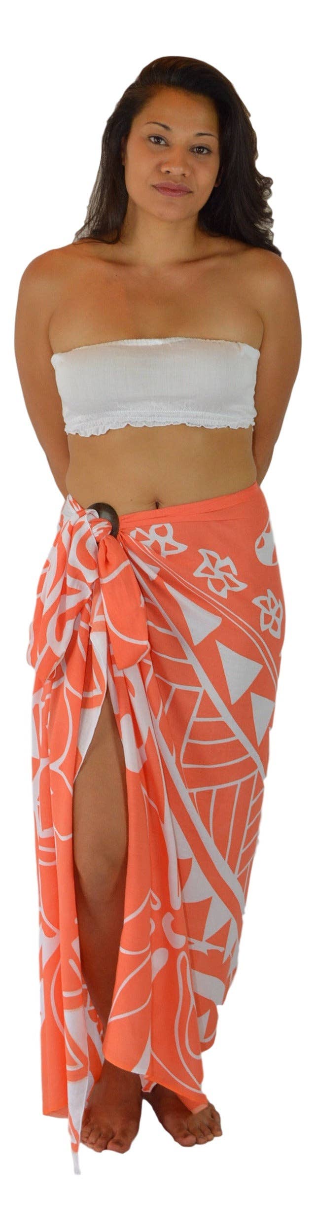 Island Style Clothing Co by Akamai Distribution Ltd - Wholesale Swim Cover Up - Women's - Tribal Turtle Sarong- Orange Pareo Beach Cover Up w/ Buckle1