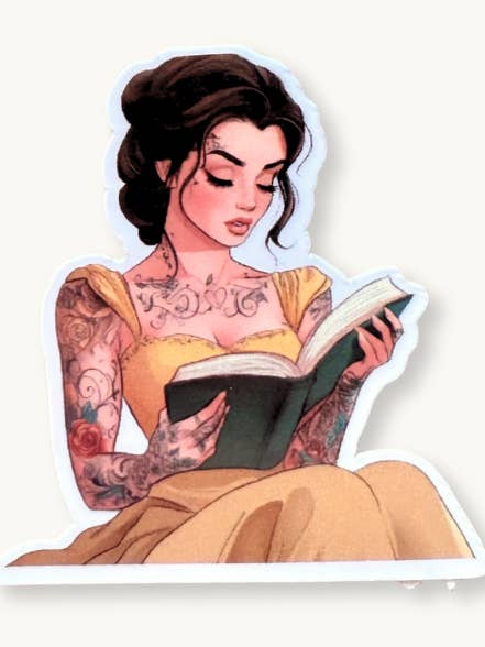 Tattooed Belle Reading Sticker –Vinyl Decal for wholesale by The sticker era