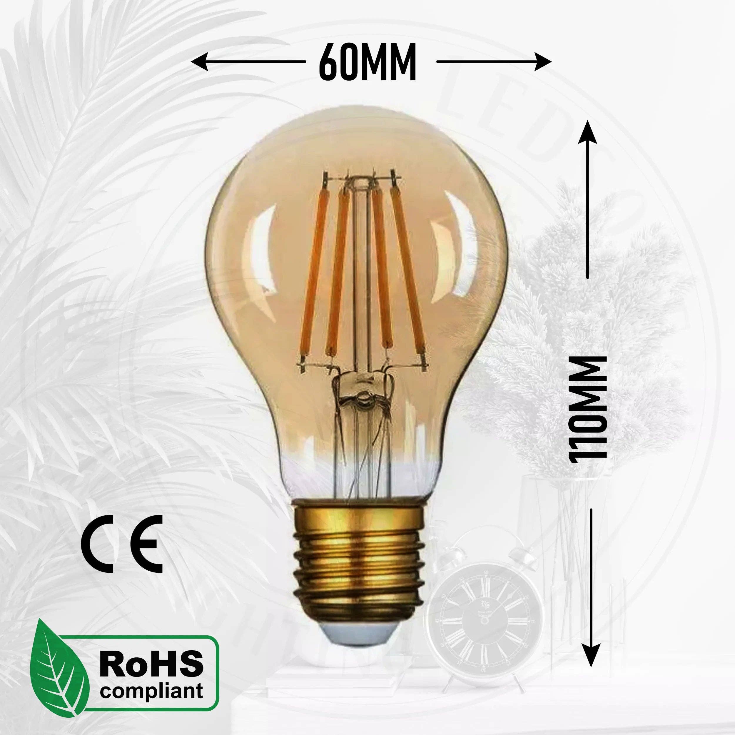 Ledsone – wholesale Light bulb/puck – Vintage LED A60 4W Light Bulb  E27 LED Filament style Amber Bulb~44183