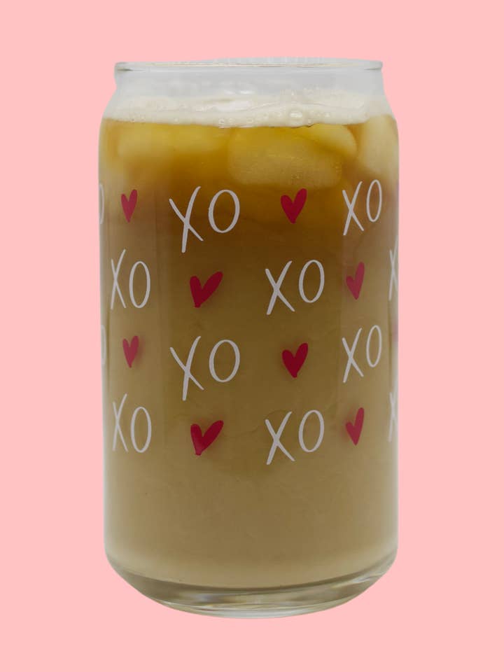 XOXO Can Glass: 16 oz for wholesale by Chalkfulloflove