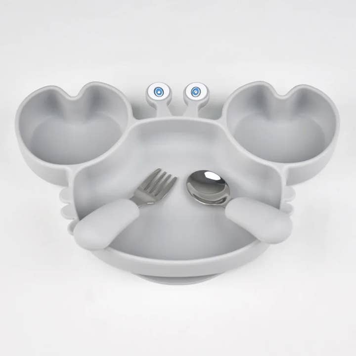 Kiyo Home - Wholesale Dinnerware Set - Kids & Baby - Silicone Crab Plate with Cutlery14