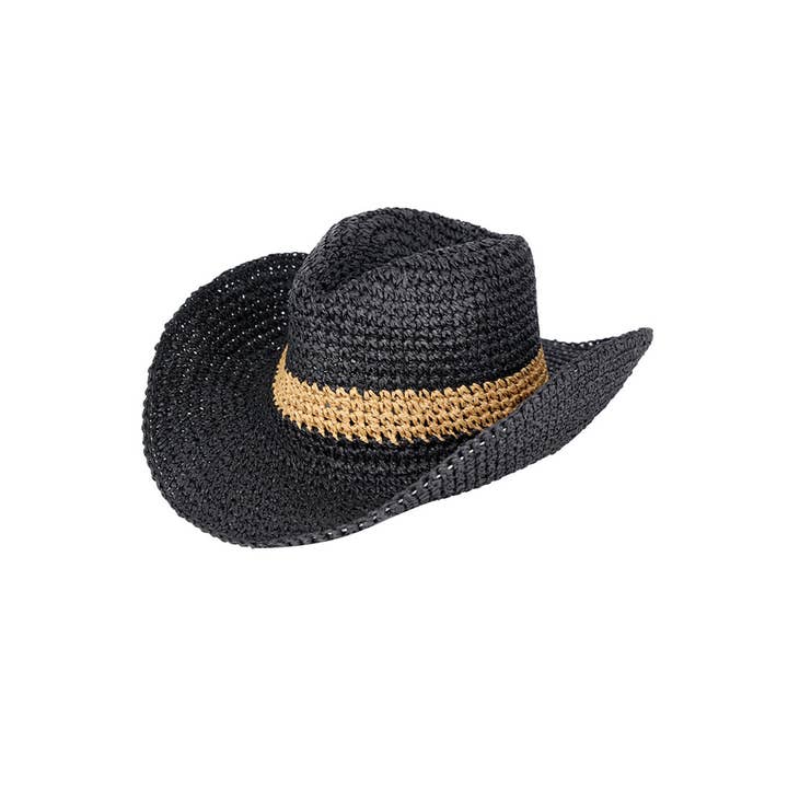 Hana - Wholesale Cowboy Hat - Women's - Two Ways Shapes Two Tone Straw Cowboy Hat