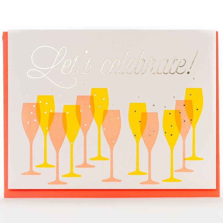 Congrats Champagne Modern Card for wholesale by Porchlight Press Letterpress