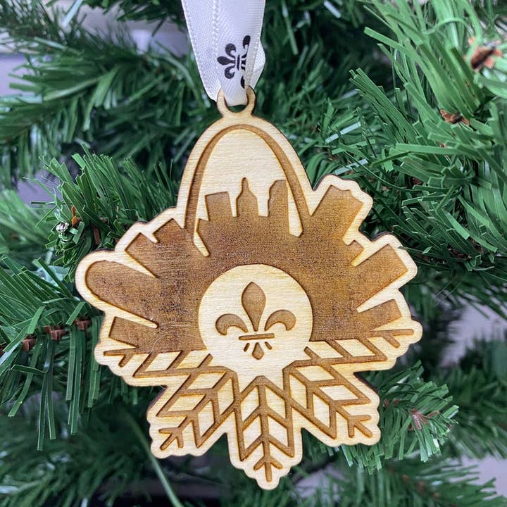 St. Louis Skyline - Fleur De Lis - Christmas Ornament for wholesale by Sleepy Magnolia Designs