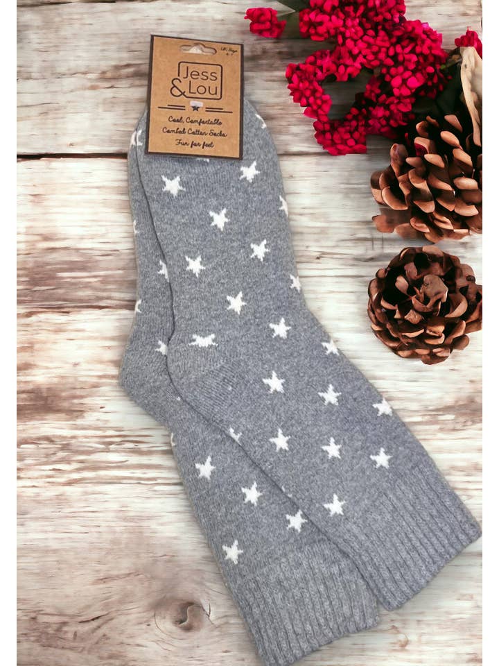 Jess & Lou - Venta al por mayor Calcetines - Mujer - Calcetines de Estrellas Elegantes Acanalados