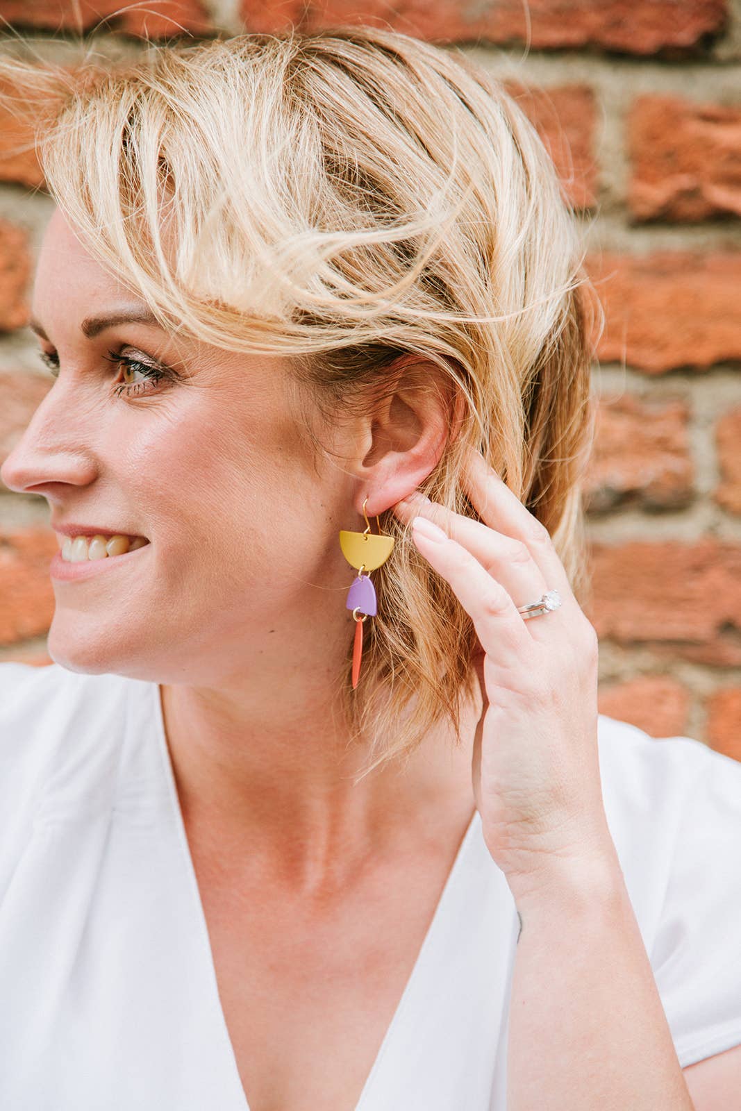 Copper Bee - Wholesale Dangle Earrings - Colour + Brass Block Statement Dangle Earrings3