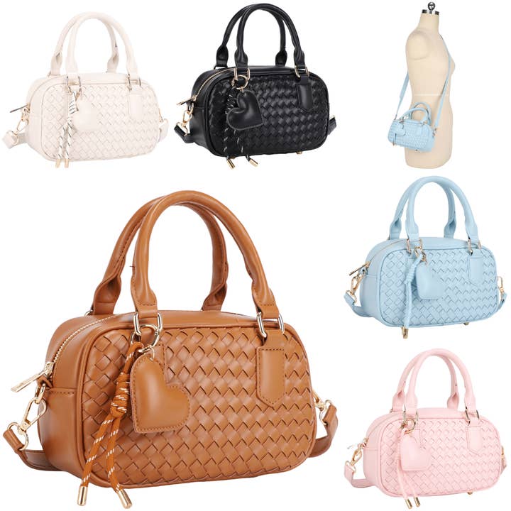 Vävd Mini Boston-väska med hjärthänge NS-5468 för wholesale av Oblige by G