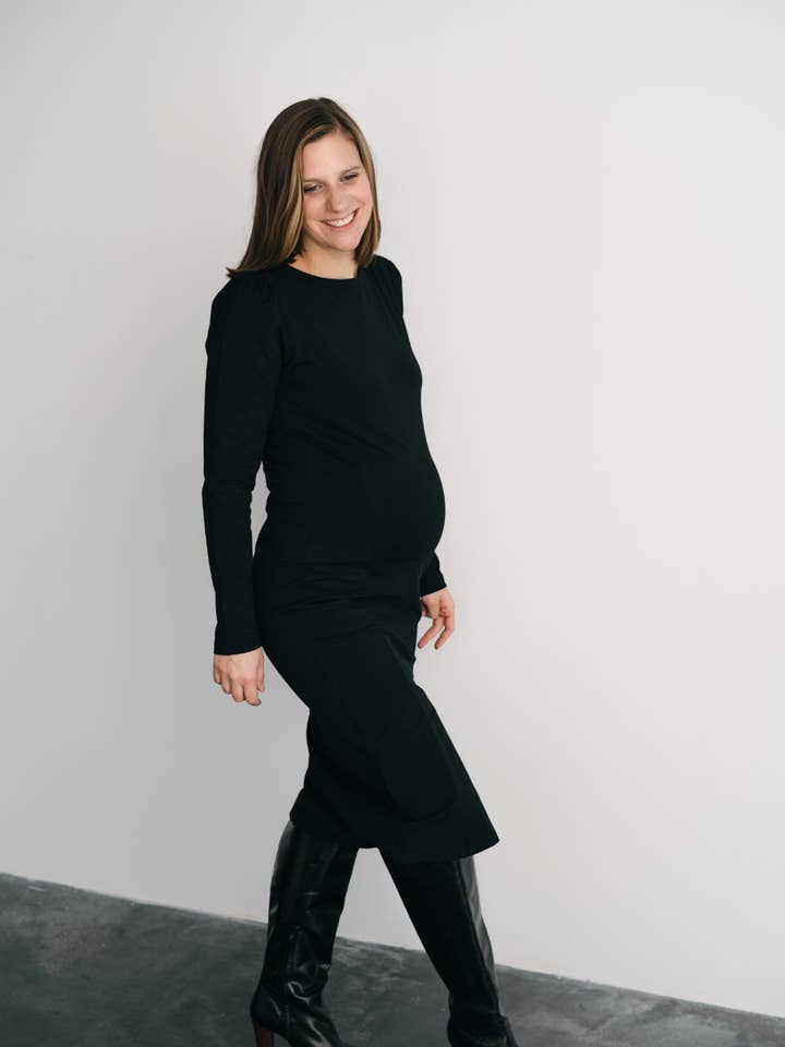 Flore - Black Maternity Dress for wholesale by Solveig