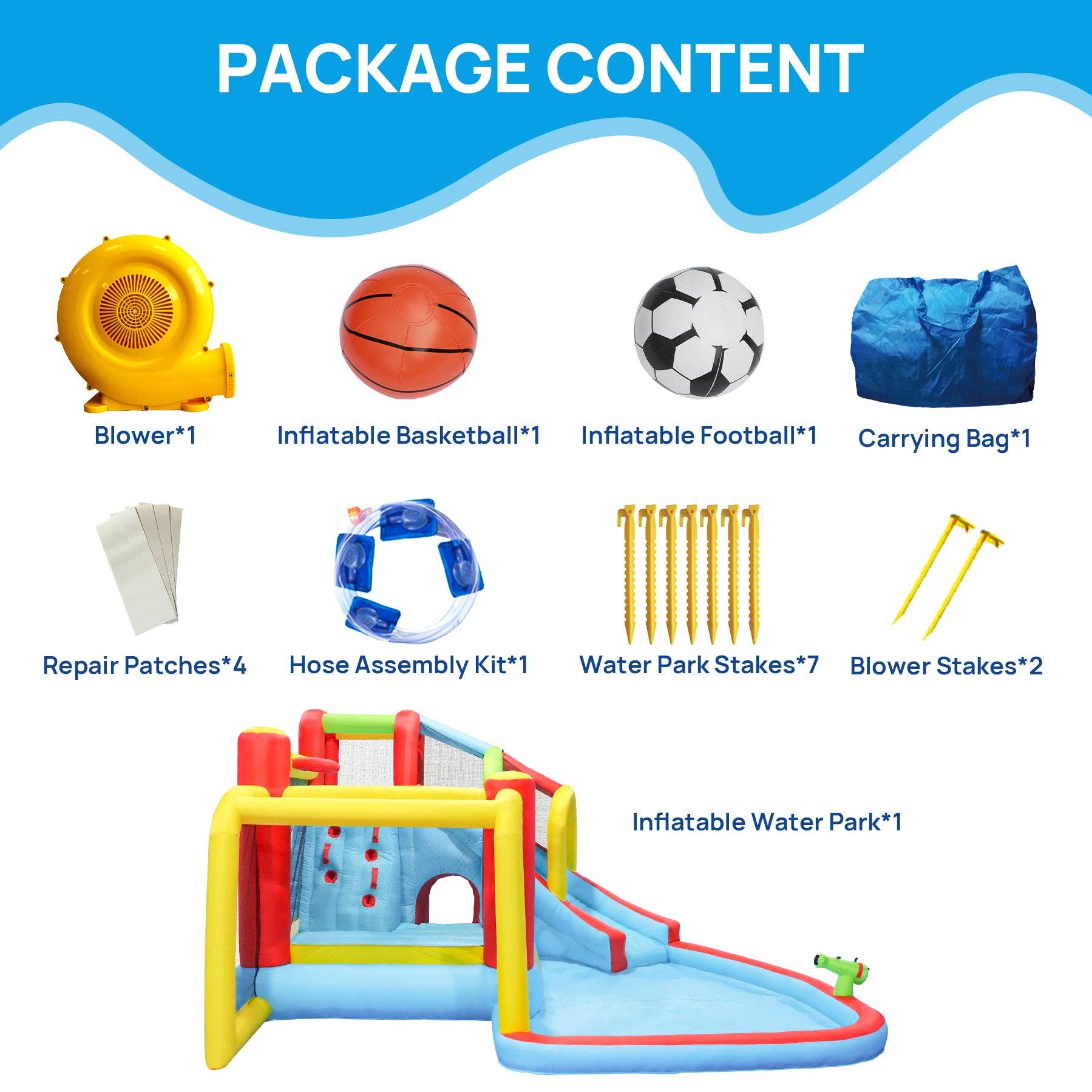 39F Inc. - Wholesale Inflatables - 7-in-1 Inflatable Water Park Bounce House – Slide, Pool 7