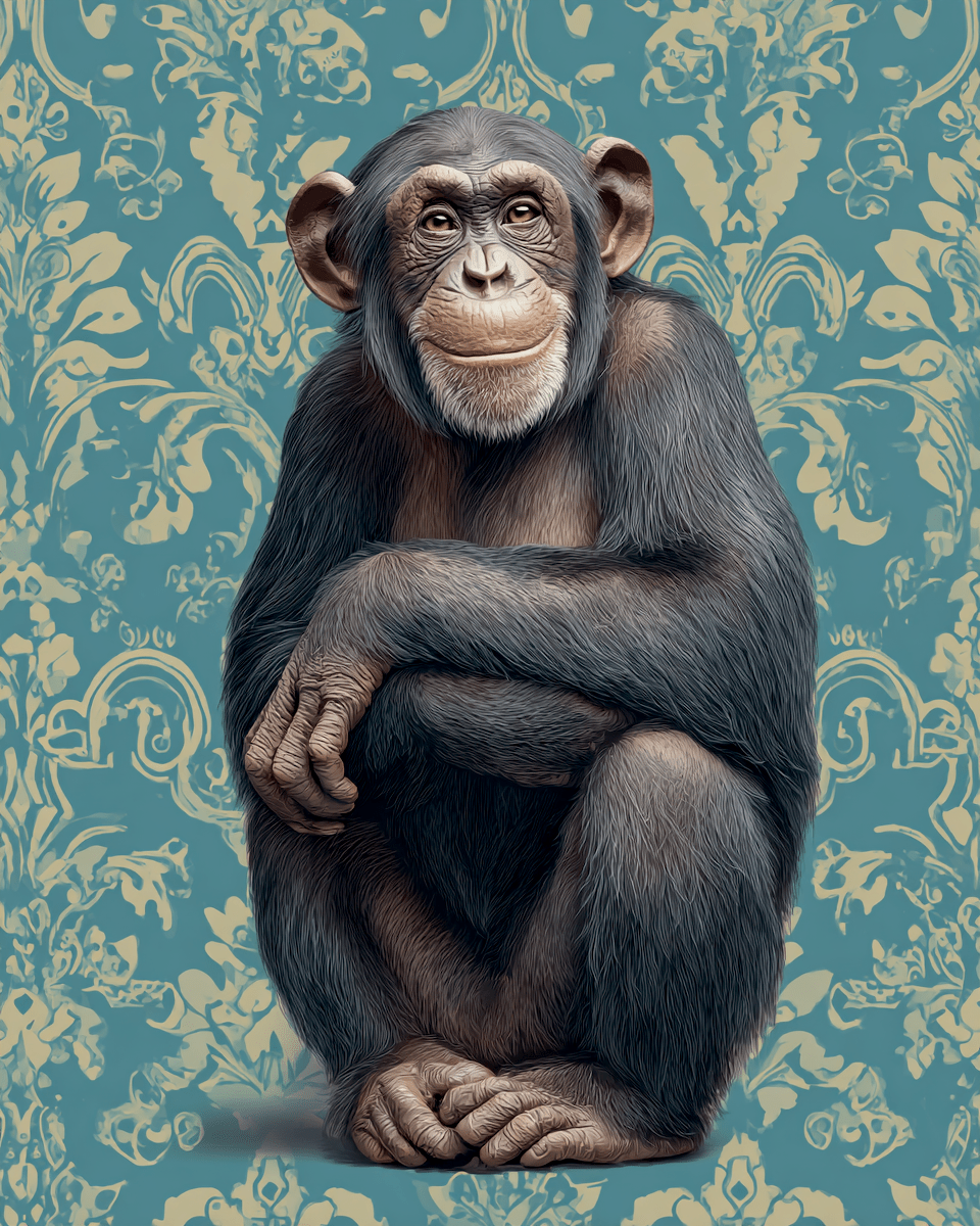 Mowbi - Wholesale Art Print - Loving Chimpanzee Mom & Baby - Zoo Animals - Biophilic Wildlife Art Print - 8"x10" Artwork for 11"x14" Frame10