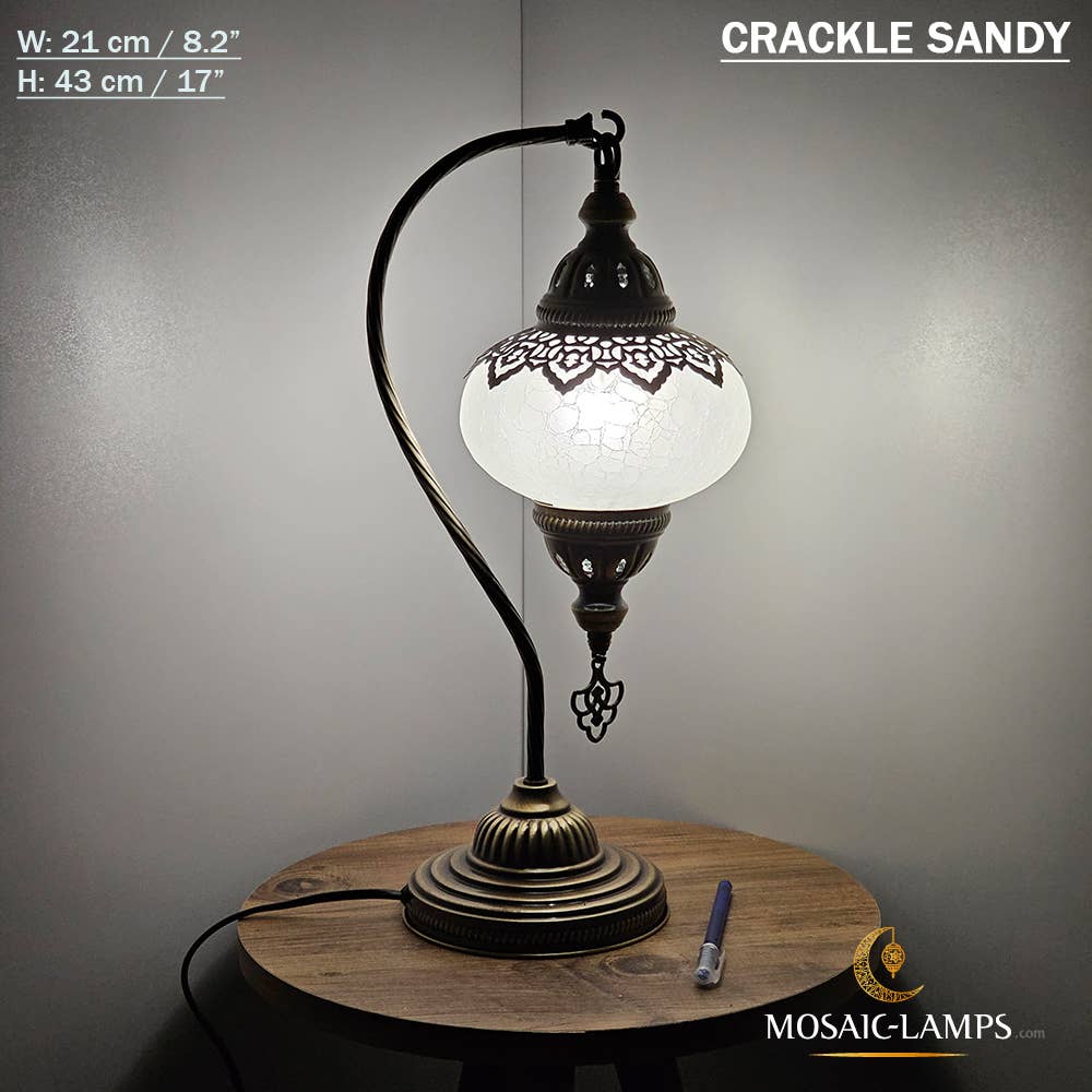 Mosaic Lamps - Vente Lampes d'appoint/de bureau - Lampe de table en verre clair à col de cygne, 8 modèles différents - Ottoman Gooseneck5