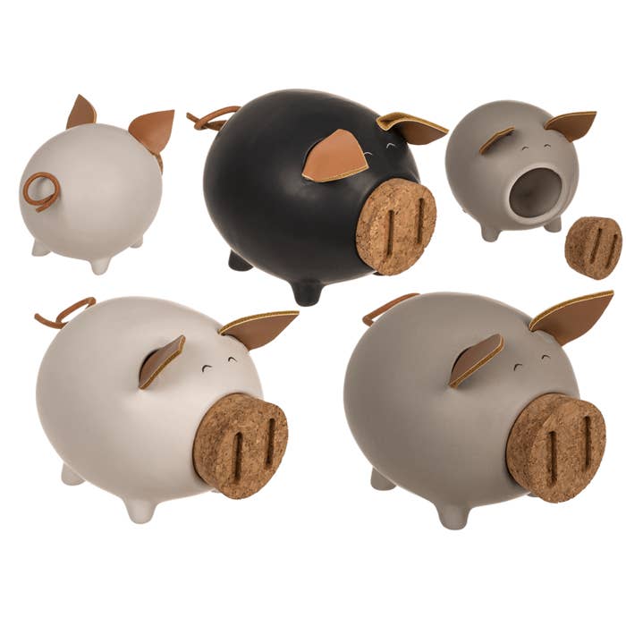 Sving bank, pig with corc closing nose, for wholesale by Out of the blue KG