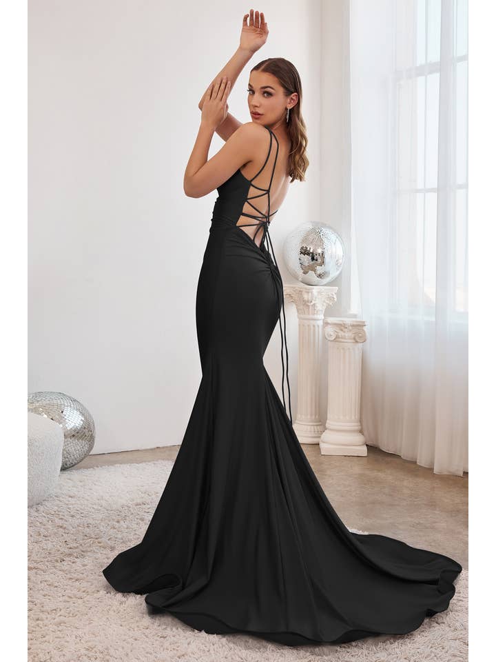 Ladivine by Cinderella Divine - Wholesale Gown - Women's - STRETCH MERMAID GOWN WITH LACE UP BACK6