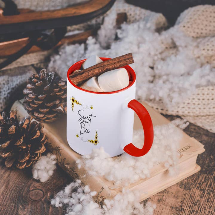 3dRose – Caneca por atacado – 3dRose, Citação divertida Doce como mel com girassóis e abelhas, Caneca5