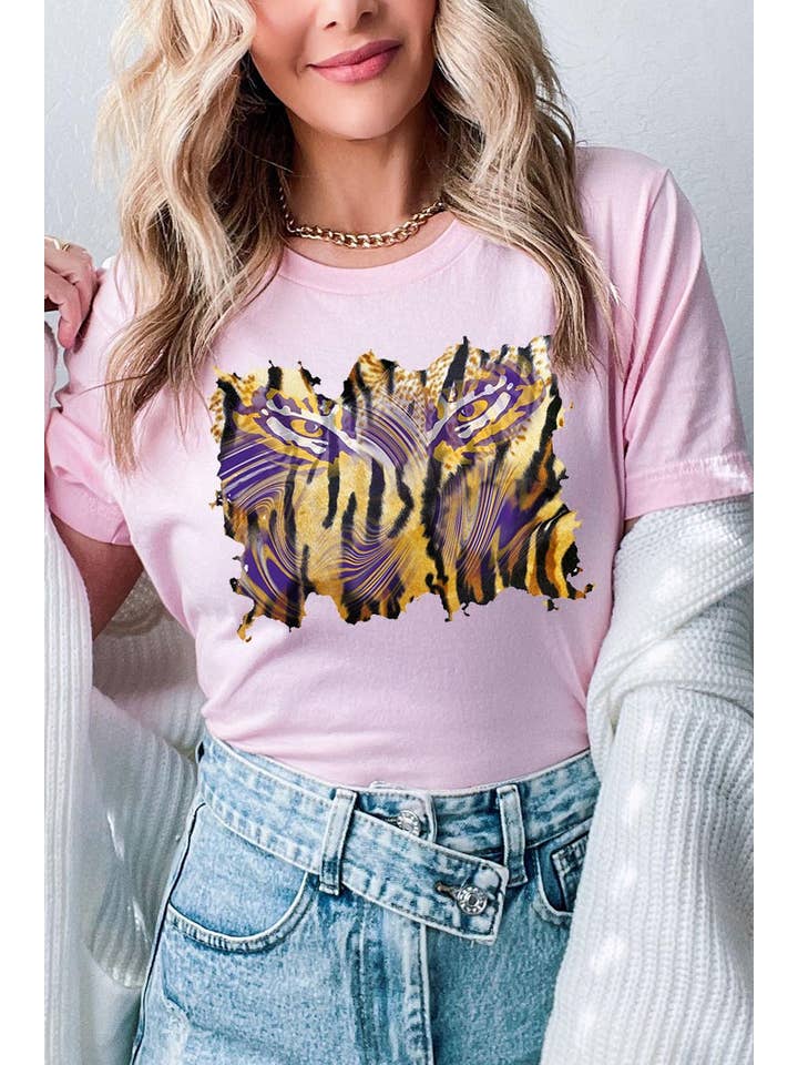 COLORBEAR - Venta al por mayor Camiseta serigrafiada - Mujer - TIGER, LSU, CAMISETA DE FÚTBOL UNISEX DE MANGA CORTA, ESTAMPADA12