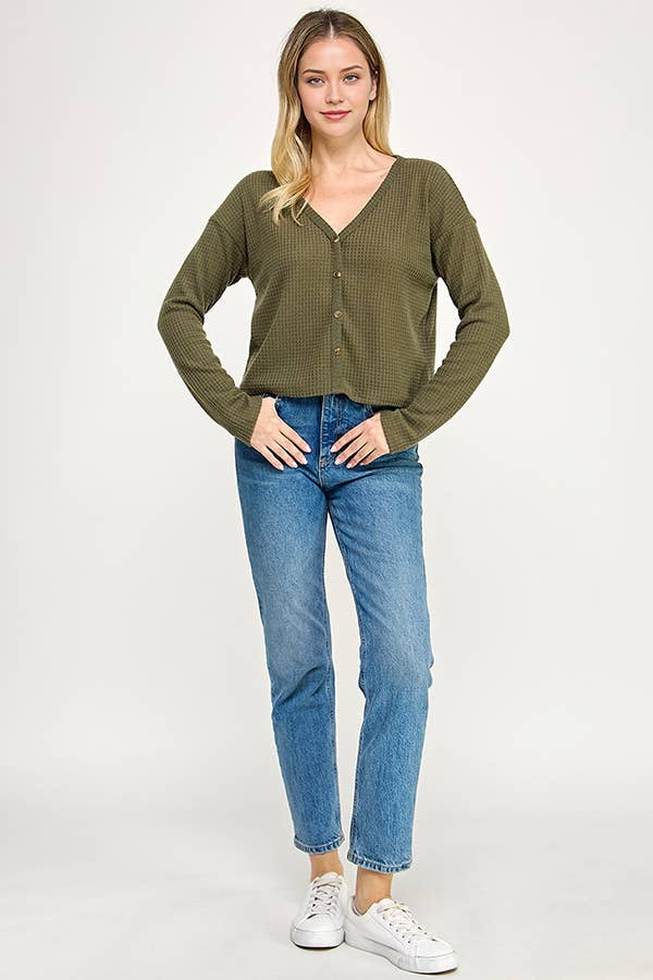 Cerule – wholesale Stickad topp - Dam – J5284 Långärmad topp i våffelstickning12