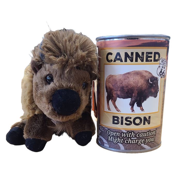 Canned Gifts - Wholesale Stuffed/Plush Toy - Kids & Baby - Route 66 Canned Bison - Eco-Friendly Recycled Plush Gift