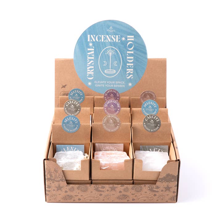 Myga – wholesale Incense – Crystal Incense Holders,  Display Box 18 Units0