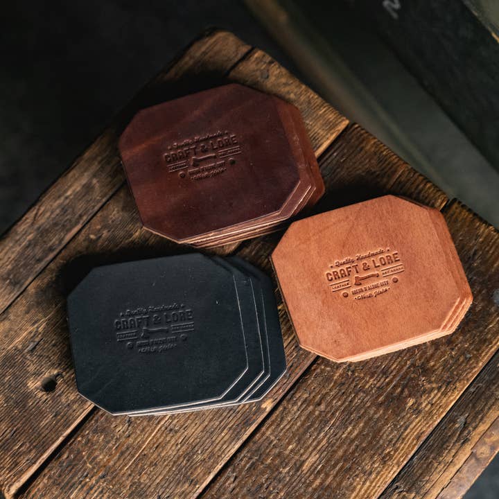 Oktagon Læder Bordskåner Sæt for engroshandel hos Craft and Lore