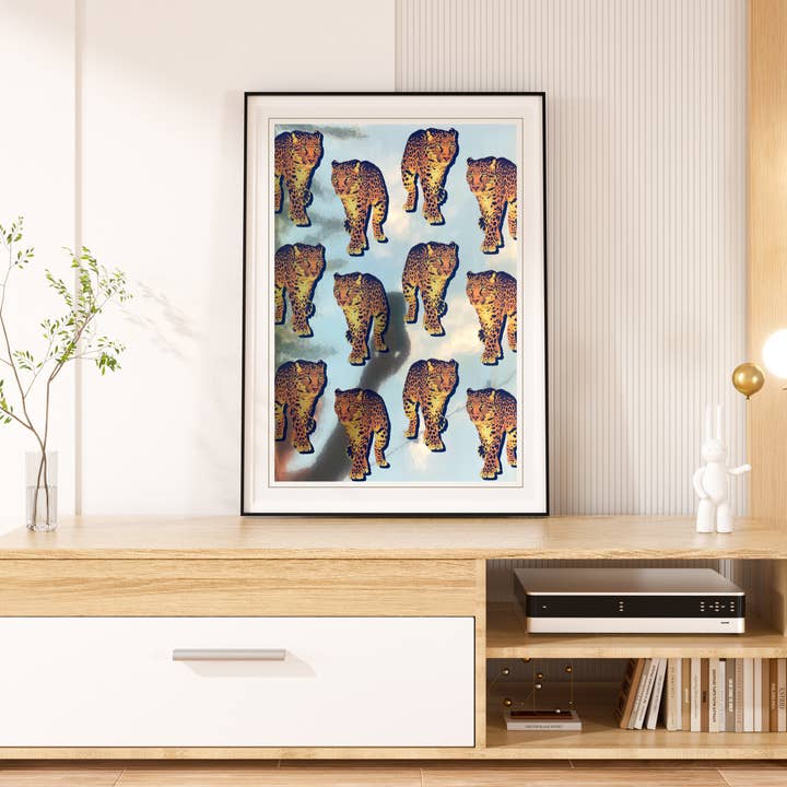 Glänzendes Goldmuster mit Leopardenmuster für den Großhandel von Blue Coffee Arts