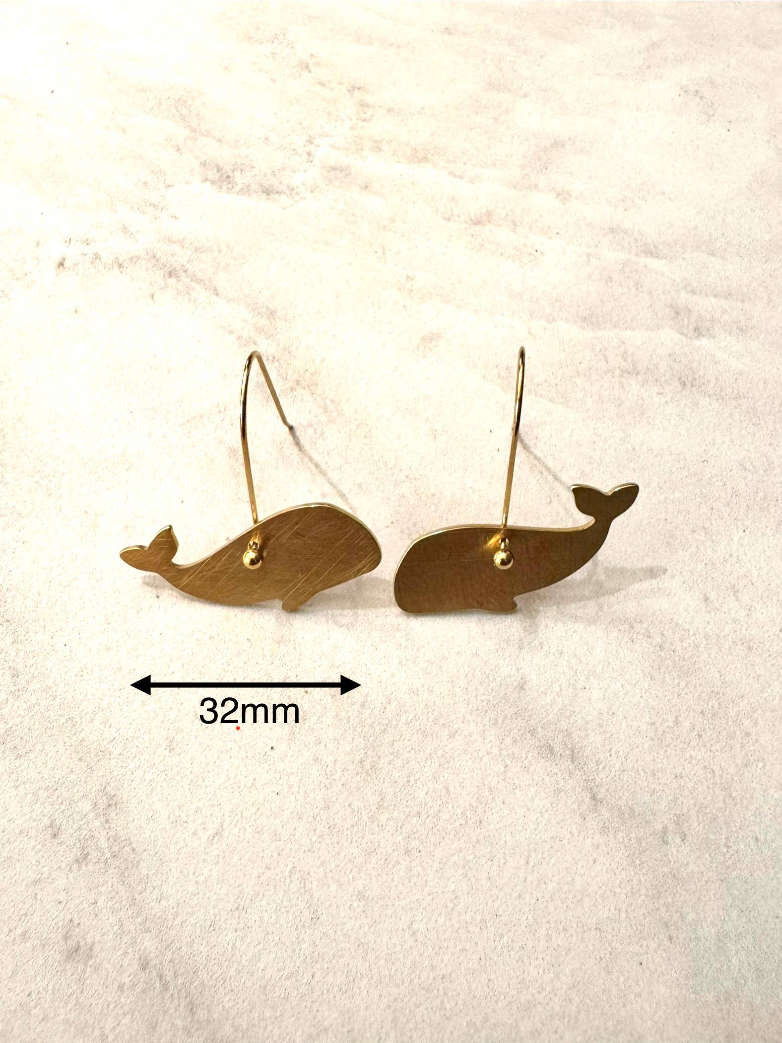 Cassette Barcelona - Wholesale Dangle Earrings - Brushed Matte Gold Whale Earrings1