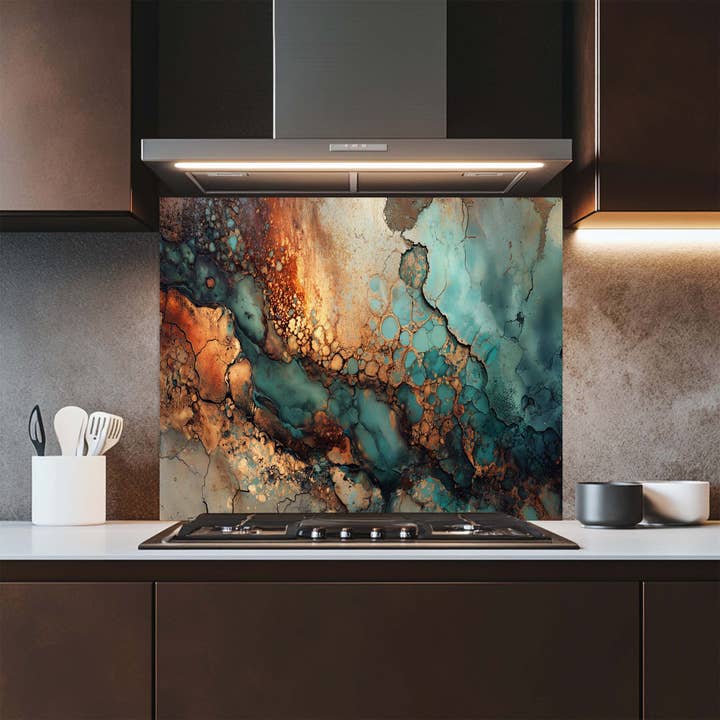 Glass Kitchen Backsplash - Wholesale Wall Accent - Copper Current – Tempered Glass Backsplash for Kitchen | Copper Look Backsplash5