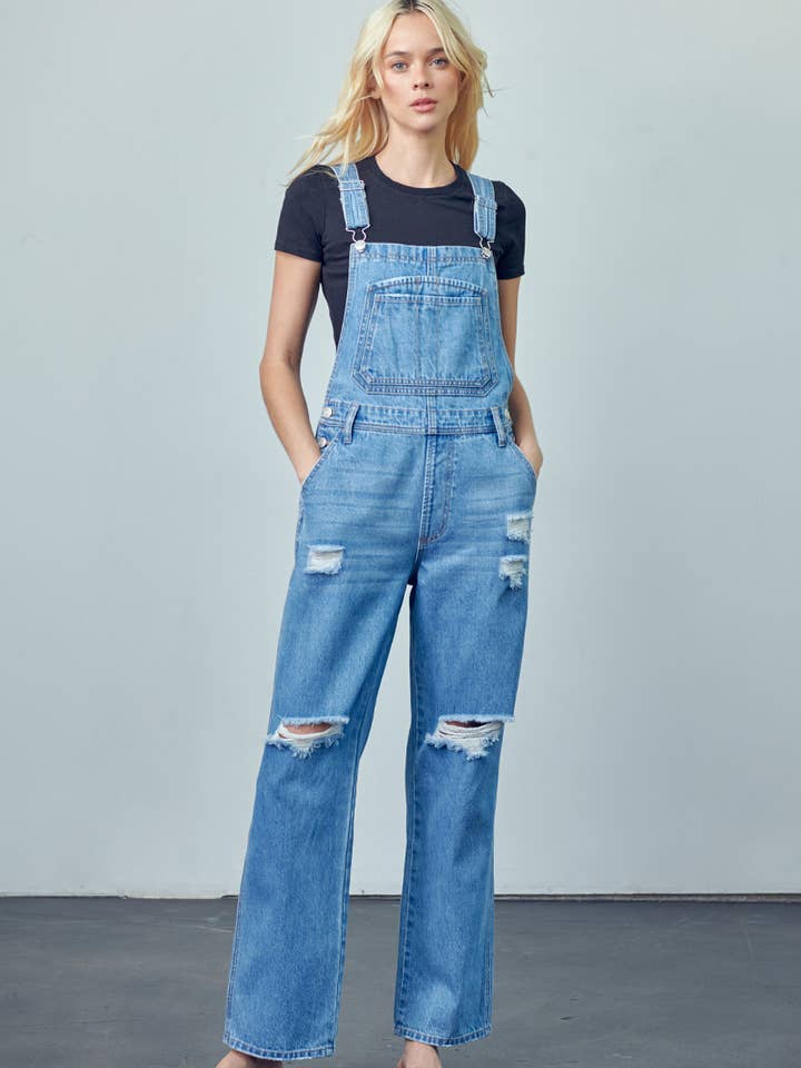 Rippet Detail Denim Overalls for engroshandel hos Insane Gene USA