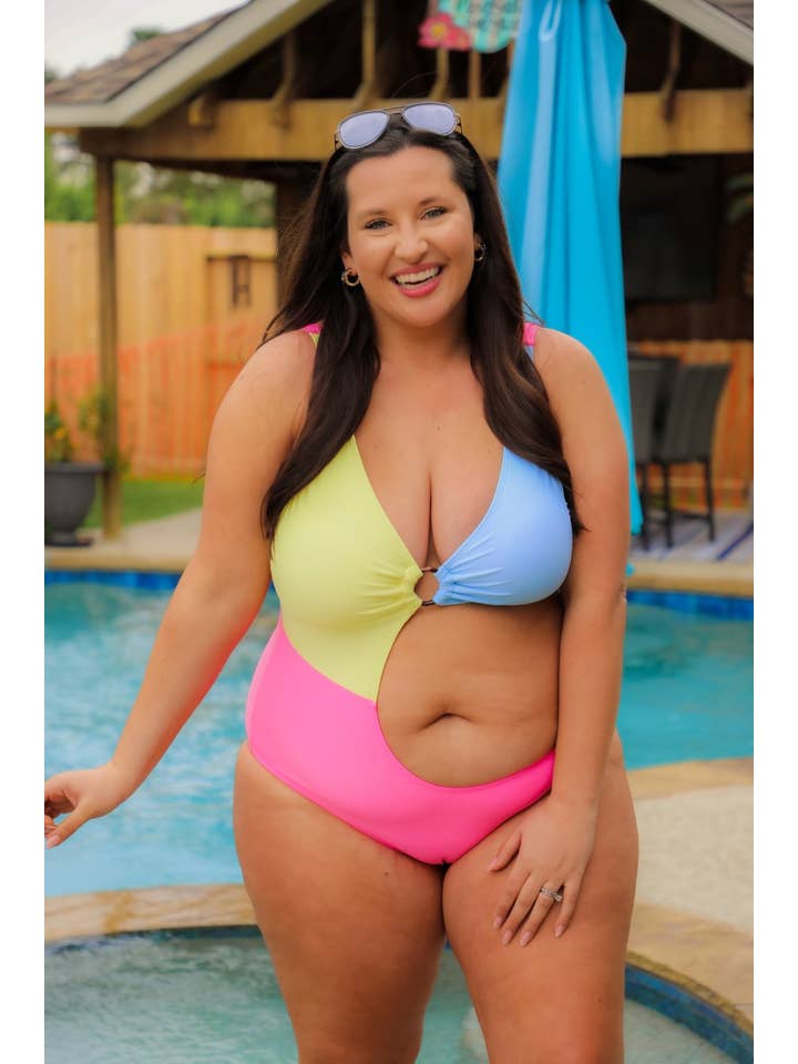 Pink Sun Rays One Piece Swimsuit for wholesale on Faire2