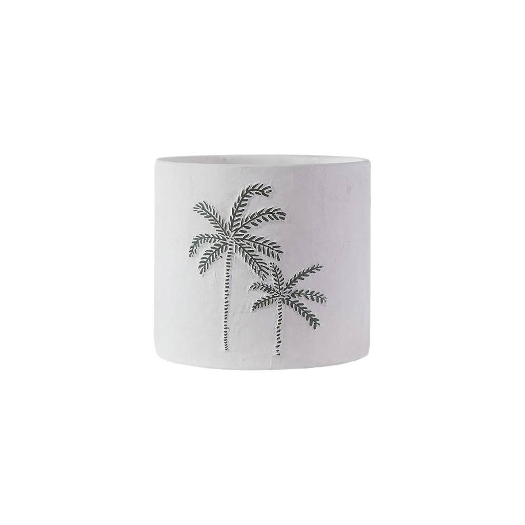 Opjet Paris - Wholesale Vase - White palm tree pot cover mm D12 H10.5cm