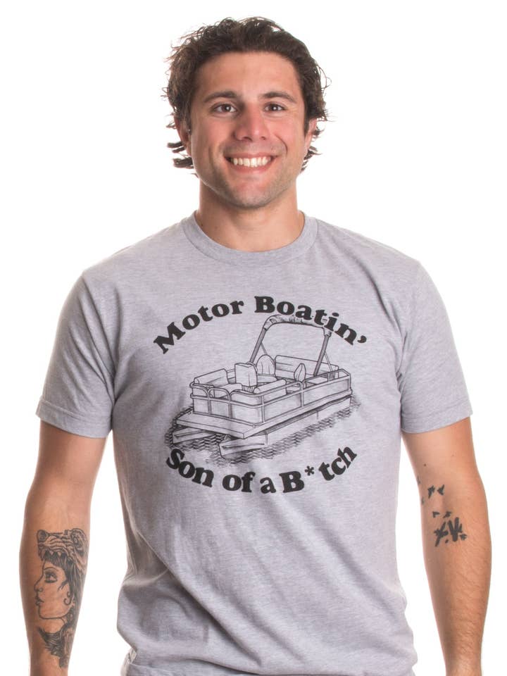 Motorboatin Son of a B*tch | Funny Pontoon Motor Boat Boating Motorboating T-shirt for wholesale by Ann Arbor Tees