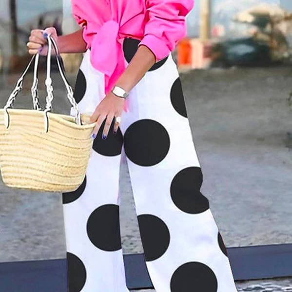 Loose Wide Leg Polka-Dot Casual Pants Bottoms for wholesale by UZ Wholesale Store