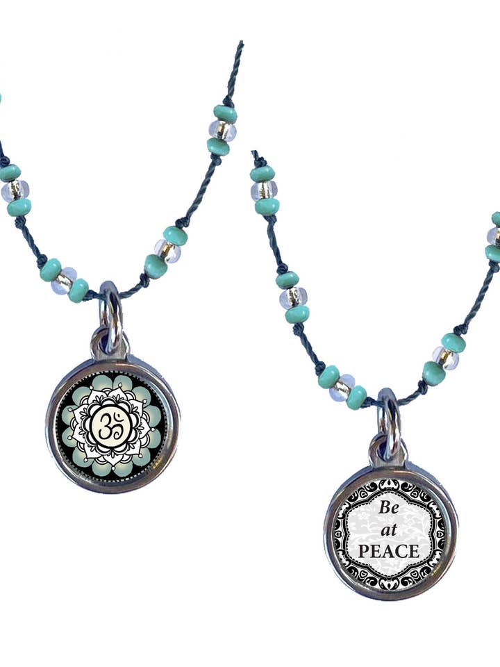 Crochet Corded Art Necklace - Seafoam Grey Silk Chain for wholesale by SPIRIT LALA LLC