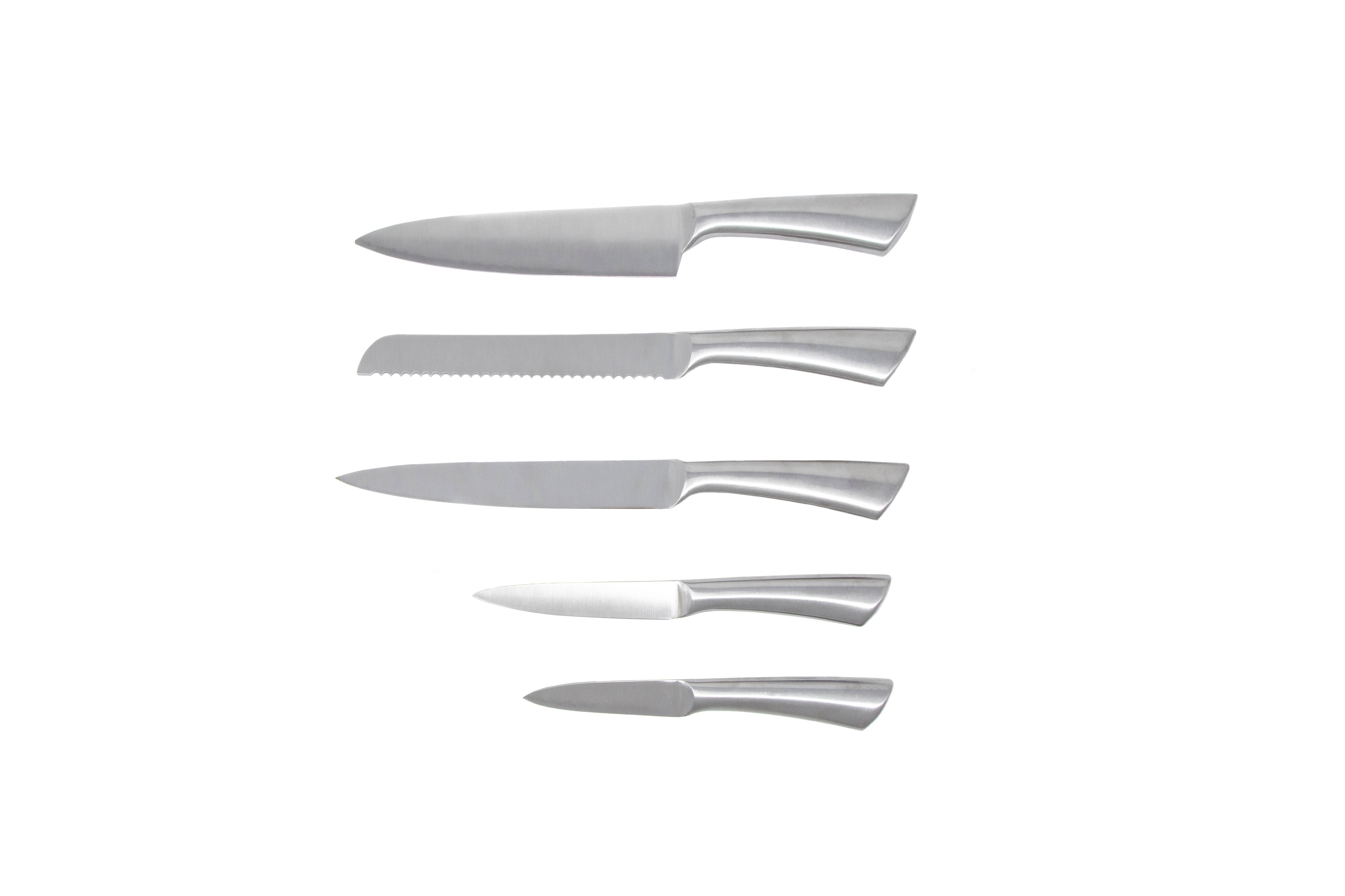 Wholesale 5Piece Stainless Steel Knife Set with Stand for your store