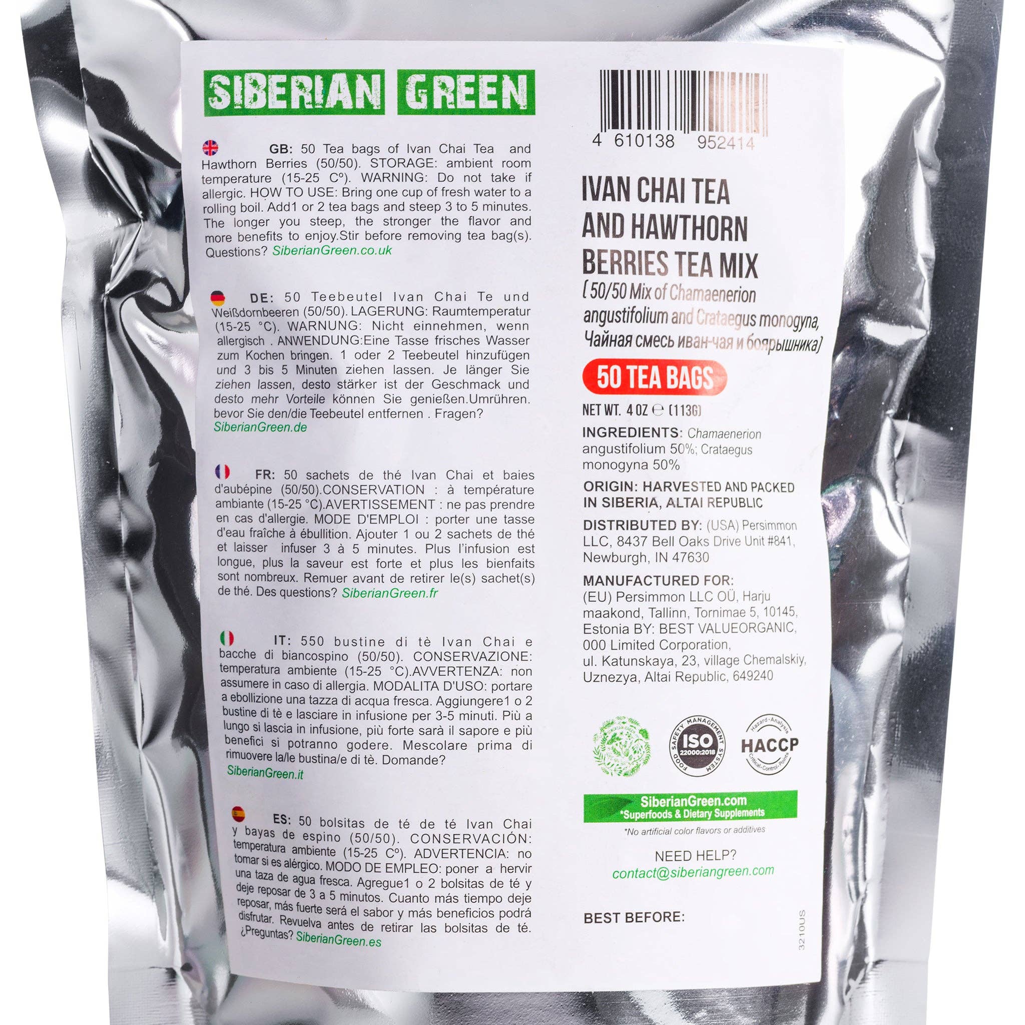 SiberianGreen - Wholesale Tea Bags - Siberian Hawthorn Berry Green Ivan Chai Tea - 50 Tea Bags4