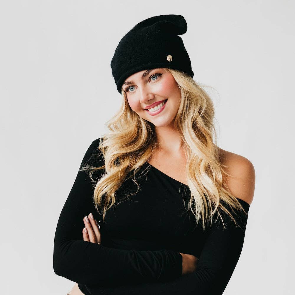 Pretty Simple - Wholesale Beanie - Women's - Cable Rolled Edge Cashmere Beanie1