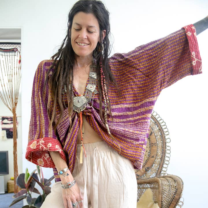 Kantha Butterfly Top for wholesale by Renew Vintage