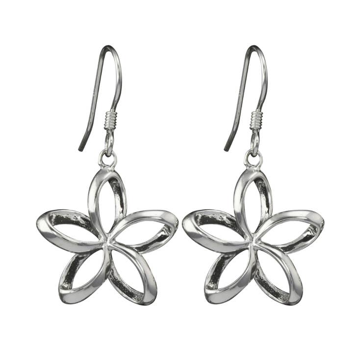Brincos Pendente de Flor de Plumeria (Grande) por atacado de Silver Gallery