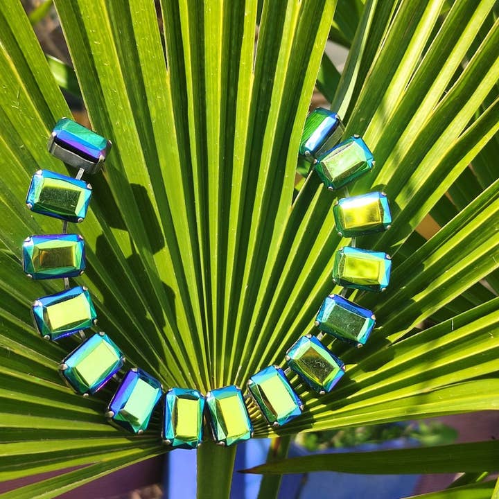 Djungel sommarkedja i grönt och blått med glasstenar för wholesale av SoHo Schmuckmanufaktur